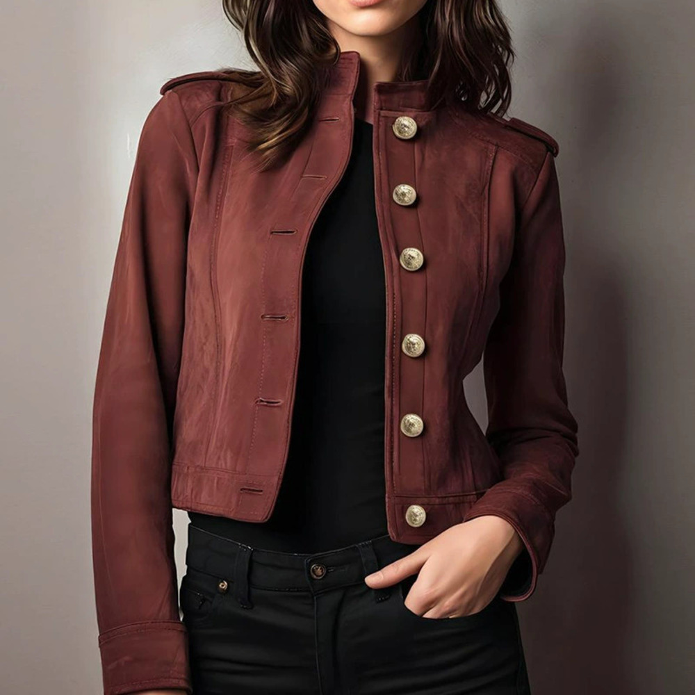 ZARA Stock Autumn Winter Retro Suede Long Sleeve Short Jacket
